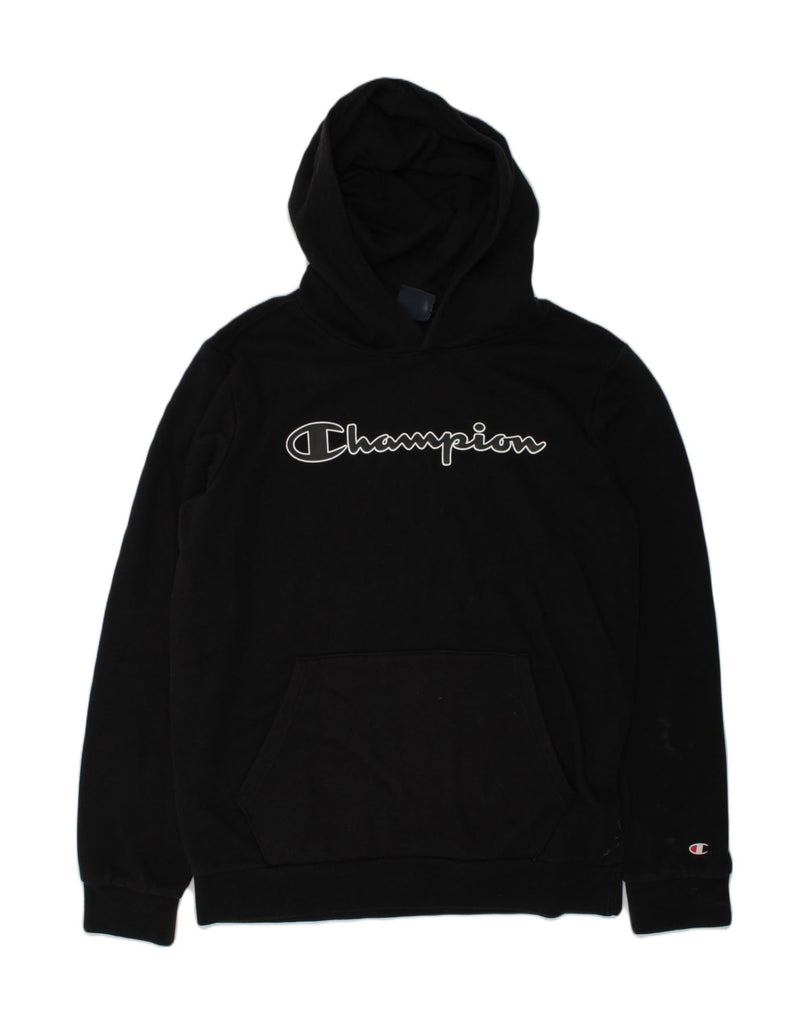 CHAMPION Boys Graphic Hoodie Jumper 13-14 Years XL  Black Cotton | Vintage Champion | Thrift | Second-Hand Champion | Used Clothing | Messina Hembry 