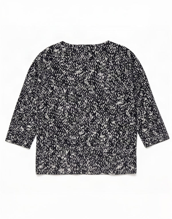 Marks & Spencer Womens Top 3/4 Sleeve UK 14 Large Navy Blue Flecked