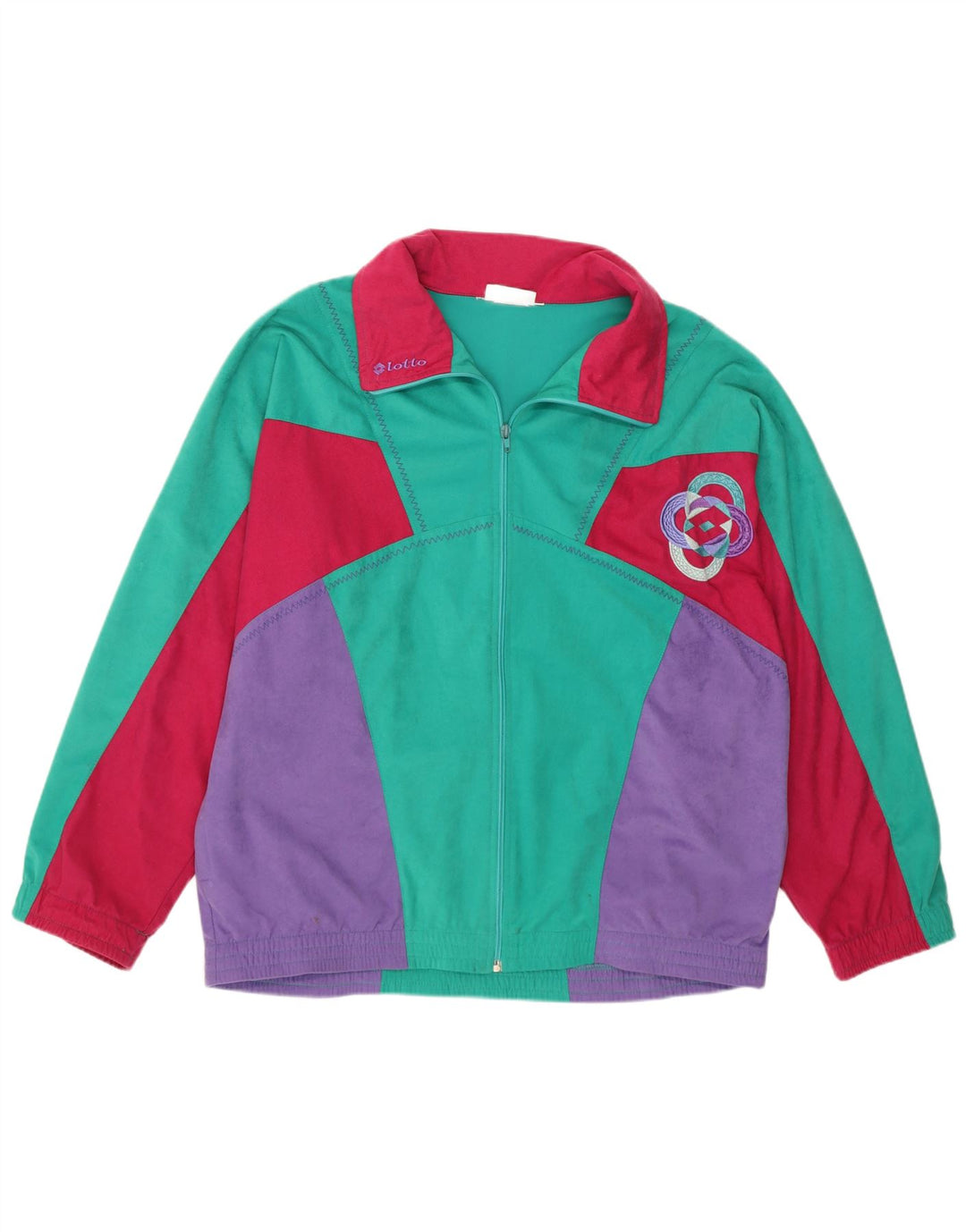 Lotto Womens Tracksuit Top Jacket XL Multicoloured Colourblock Retro