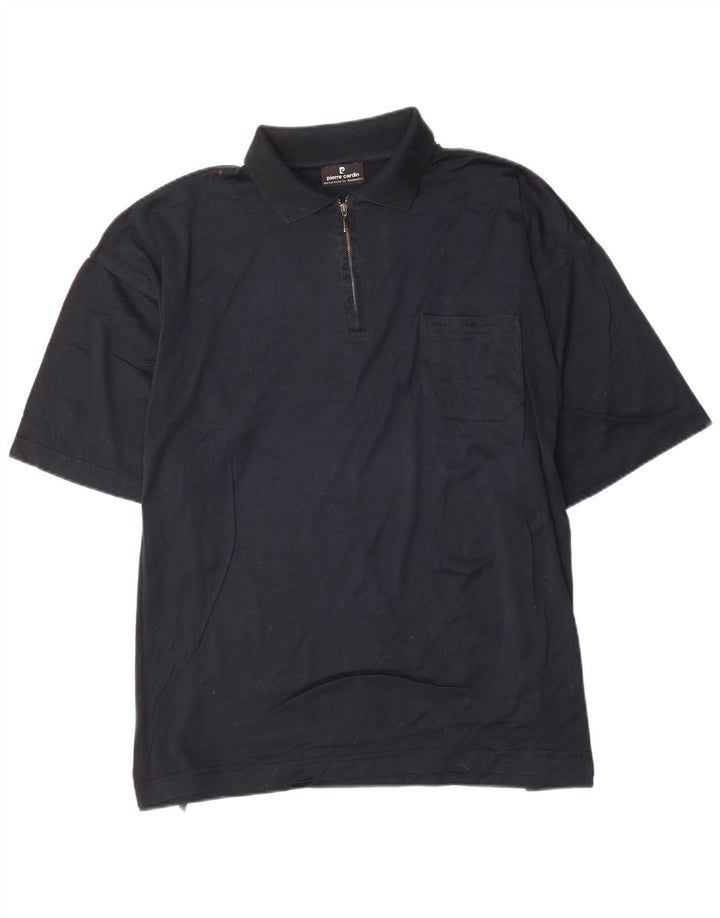 PIERRE CARDIN Mens Polo Shirt 2XL Black Cotton