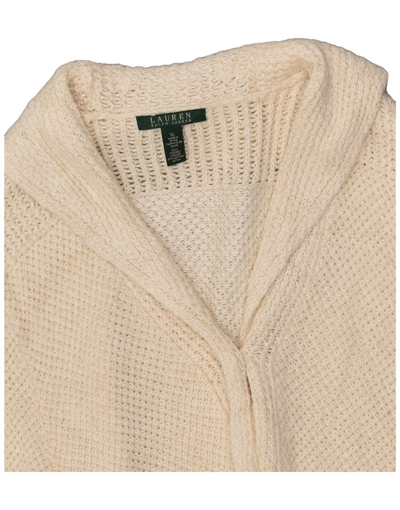 RALPH LAUREN Womens Cardigan Sweater UK 18 XL Beige Viscose | Vintage Ralph Lauren | Thrift | Second-Hand Ralph Lauren | Used Clothing | Messina Hembry 