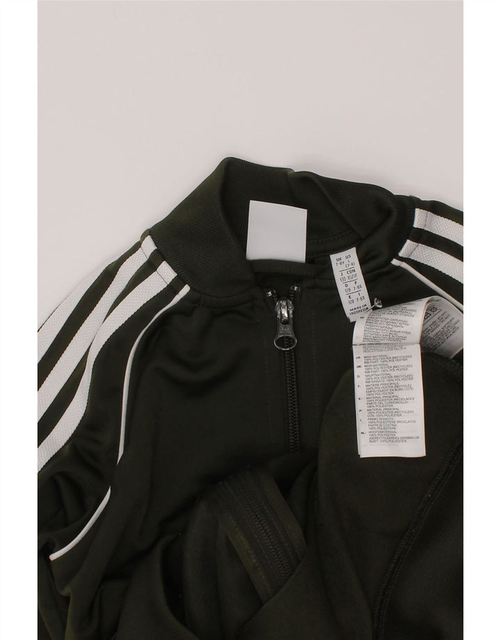 Adidas Boys Tracksuit Top Jacket 7-8 Years Green Polyester