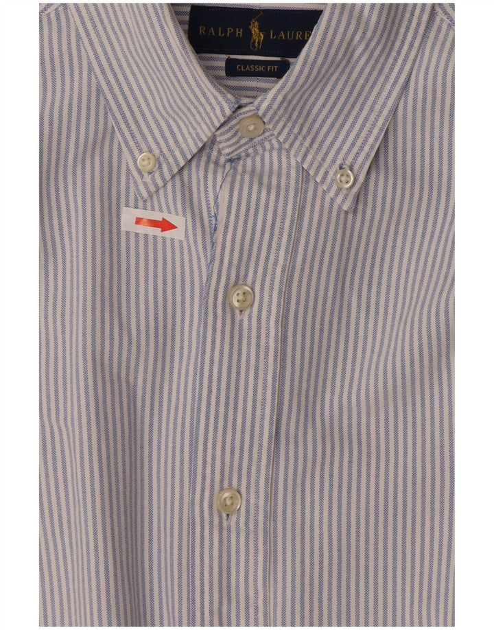Ralph Lauren Mens Classic Fit Shirt Medium Blue Striped Cotton