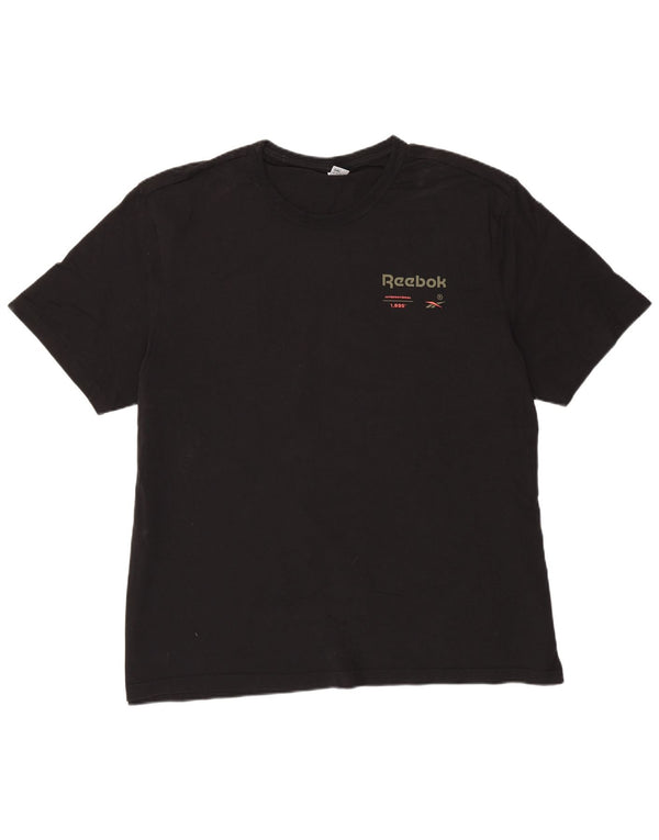 Reebok Mens Graphic T-Shirt Top 2XL Black Cotton