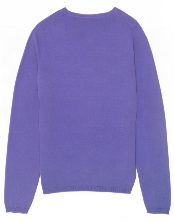 Tommy Hilfiger Womens V-Neck Jumper Sweater UK 10 Small Purple Cotton