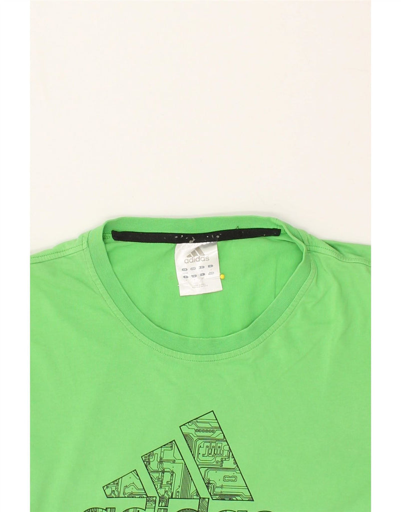 ADIDAS Mens Slim Graphic T-Shirt Top 2XL Green Cotton Vintage Adidas and Second-Hand Adidas from Messina Hembry 