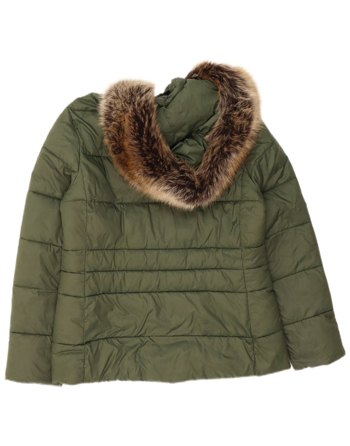 Barbour Womens Hooded Padded Jacket UK 12 Medium  Green Polyester