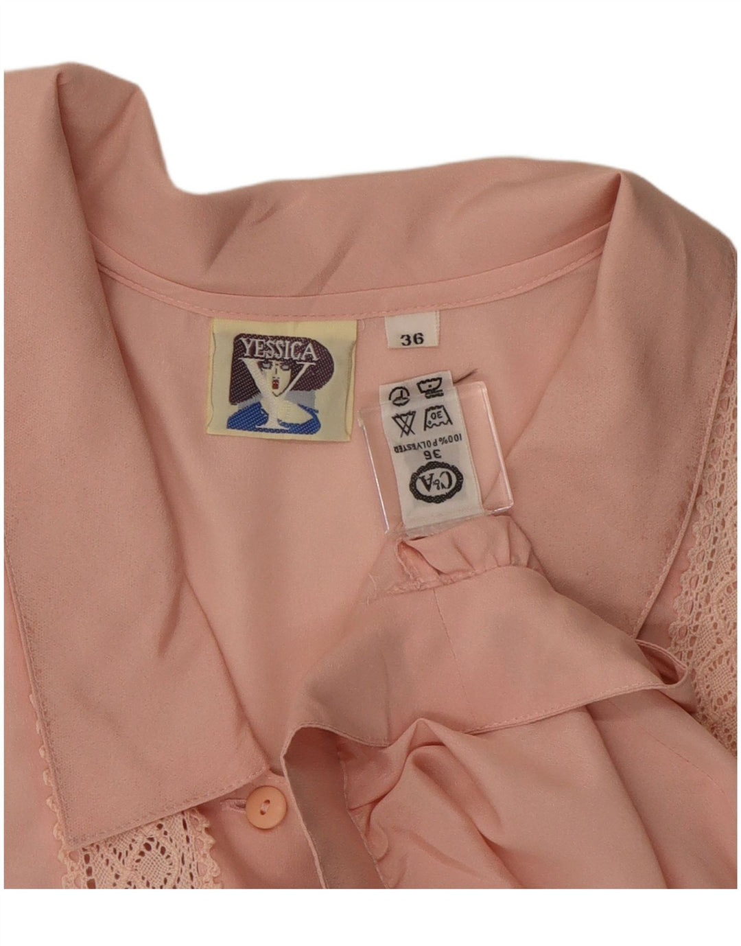 Yessica Womens Crop Shirt Blouse EU 36 Small Pink Polyester