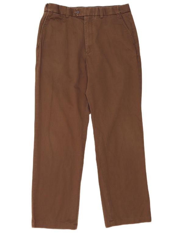 Marks & Spencer Mens Blue Harbour Straight Chino Trousers W34 L31 Brown