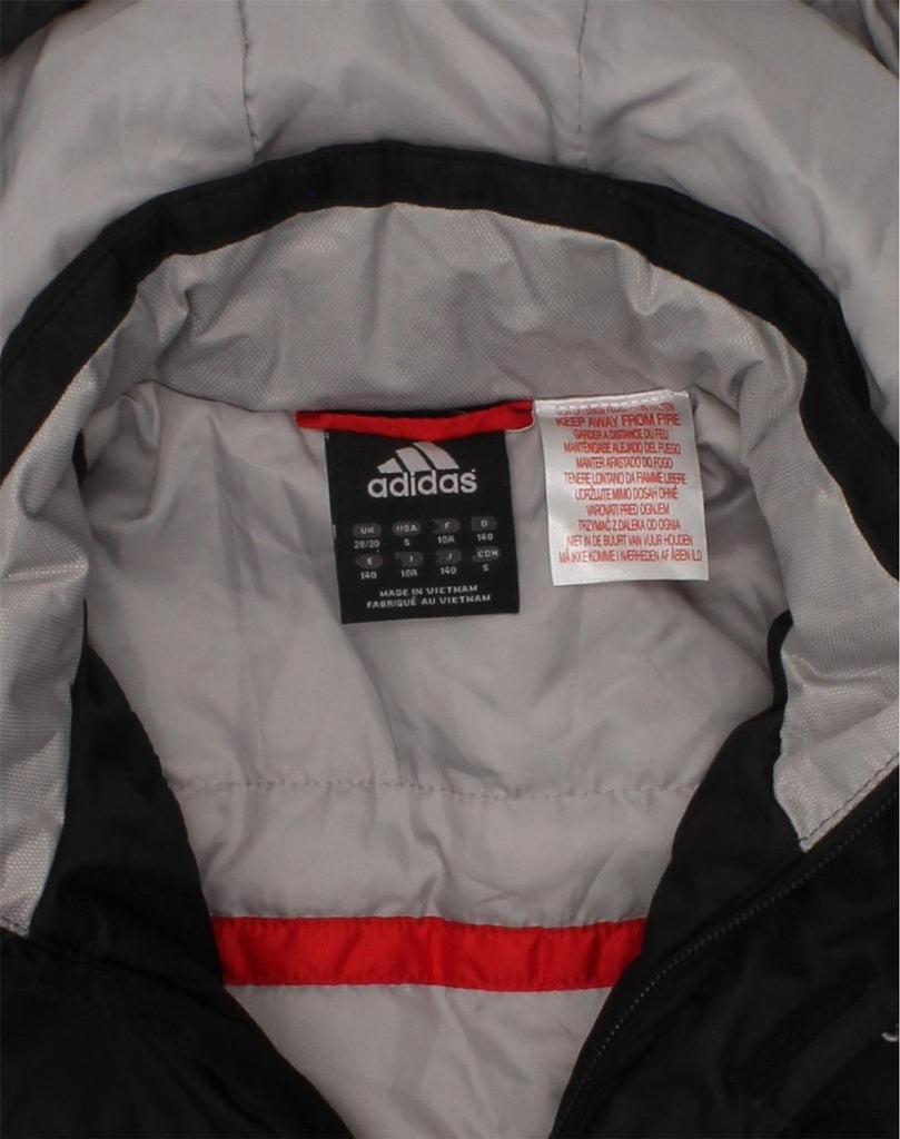 ADIDAS Boys Hooded Padded Jacket UK 28/30 9-10 Years Black Colourblock | Vintage Adidas | Thrift | Second-Hand Adidas | Used Clothing | Messina Hembry 