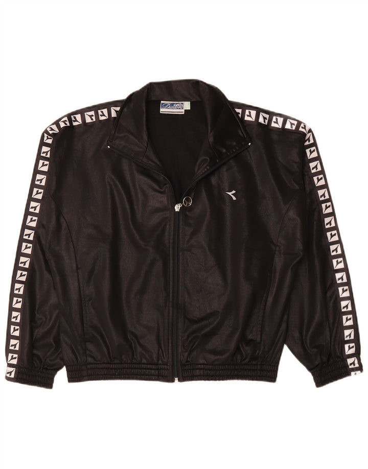 DIADORA Womens Oversized Graphic Full Tracksuit UK 10 Small Black