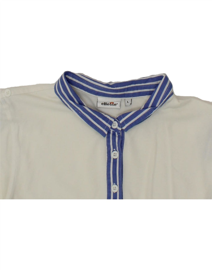 ELLESSE Womens Polo Shirt UK 14 Large White Cotton Vintage Ellesse and Second-Hand Ellesse from Messina Hembry 