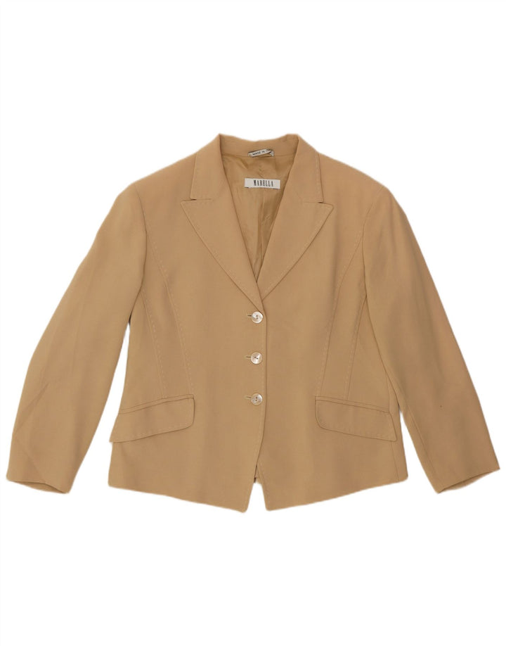 Marella Womens 3 Button Blazer Jacket UK 18 XL  Beige Viscose