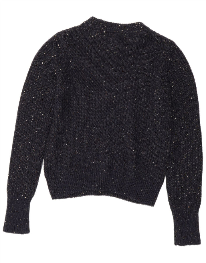 JOULES Womens Boat Neck Jumper Sweater UK 10 Small Navy Blue Flecked