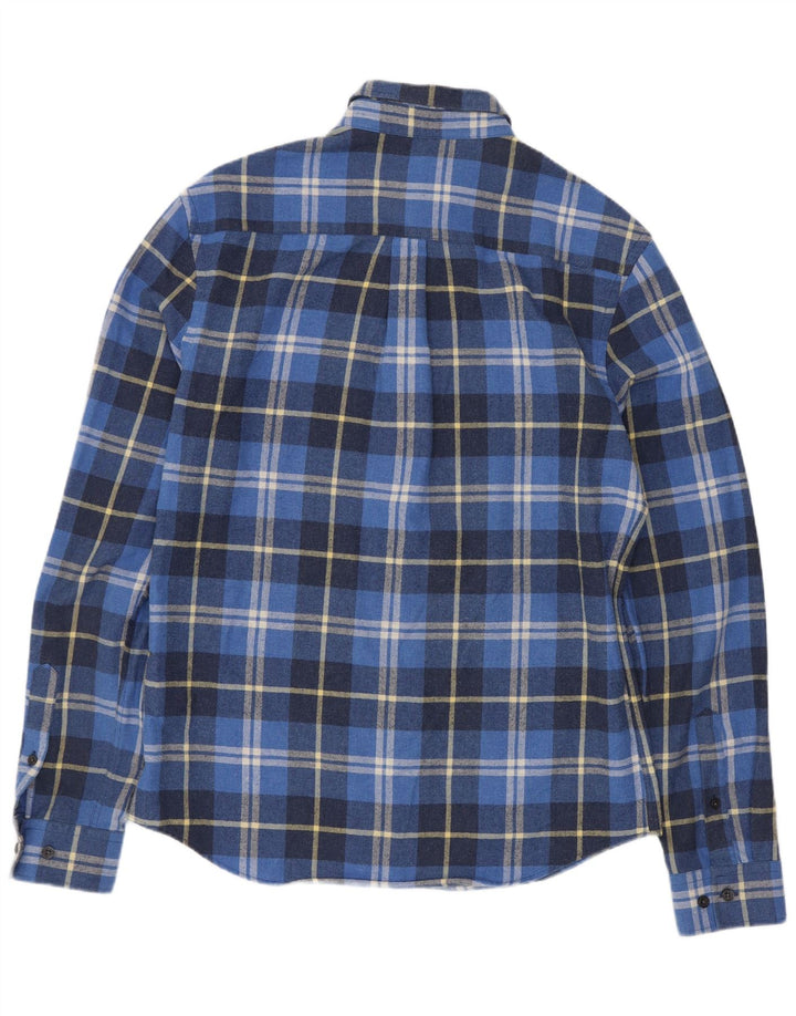 Penguin Mens Heritage Fit Slim Flannel Shirt Medium Blue Check Cotton