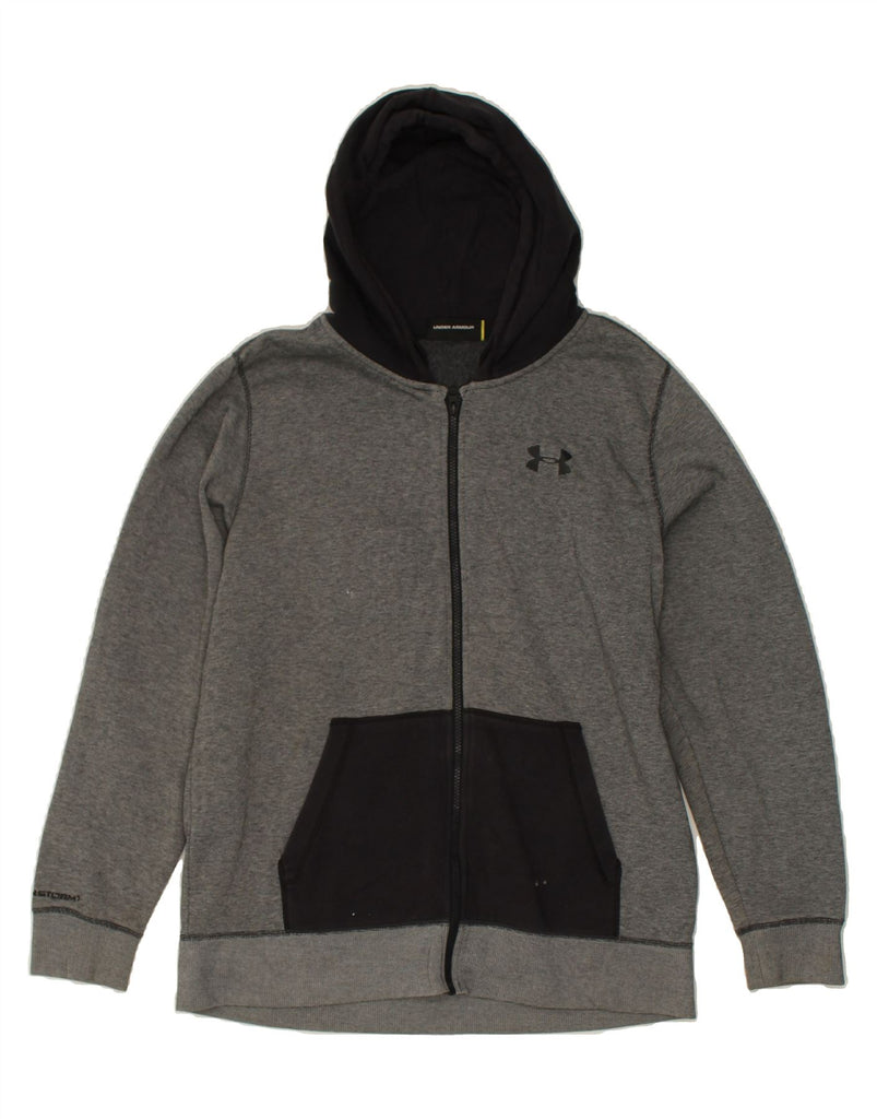 UNDER ARMOUR Mens Zip Hoodie Sweater Large Grey Striped Cotton | Vintage Under Armour | Thrift | Second-Hand Under Armour | Used Clothing | Messina Hembry 