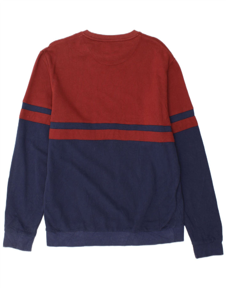 Lyle & Scott Mens Sweatshirt Jumper Large Navy Blue Colourblock Cotton