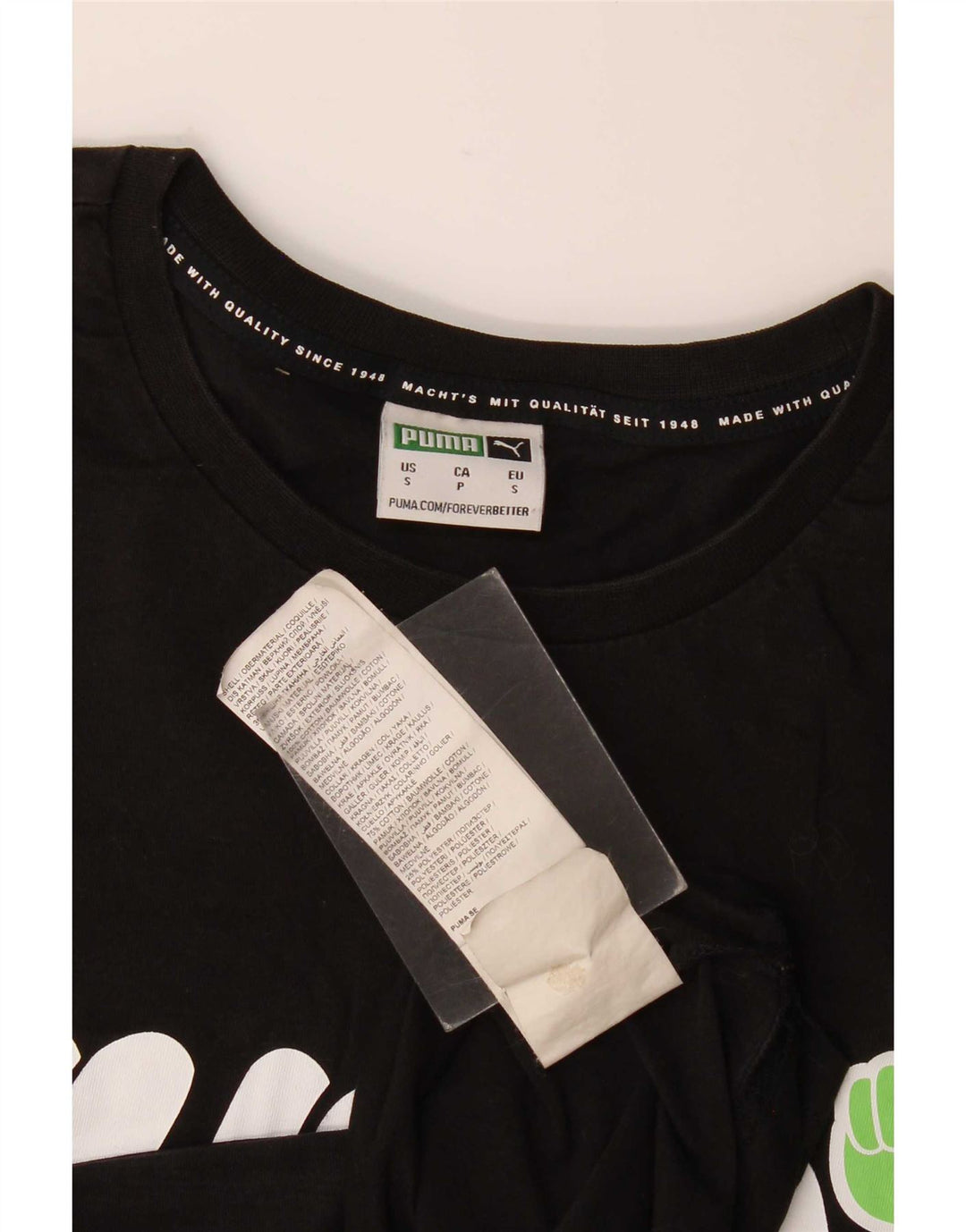 Puma Mens Graphic T-Shirt Top Small Black Cotton