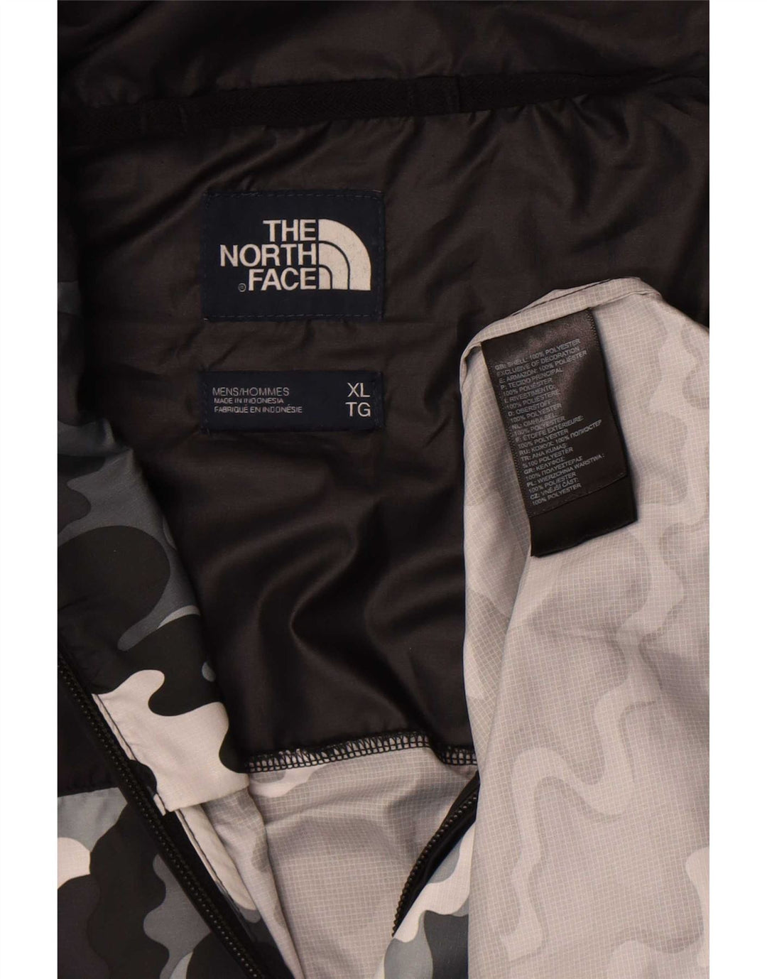 The North Face Mens Hooded Pullover Rain Jacket UK 42 XL Black Camouflage