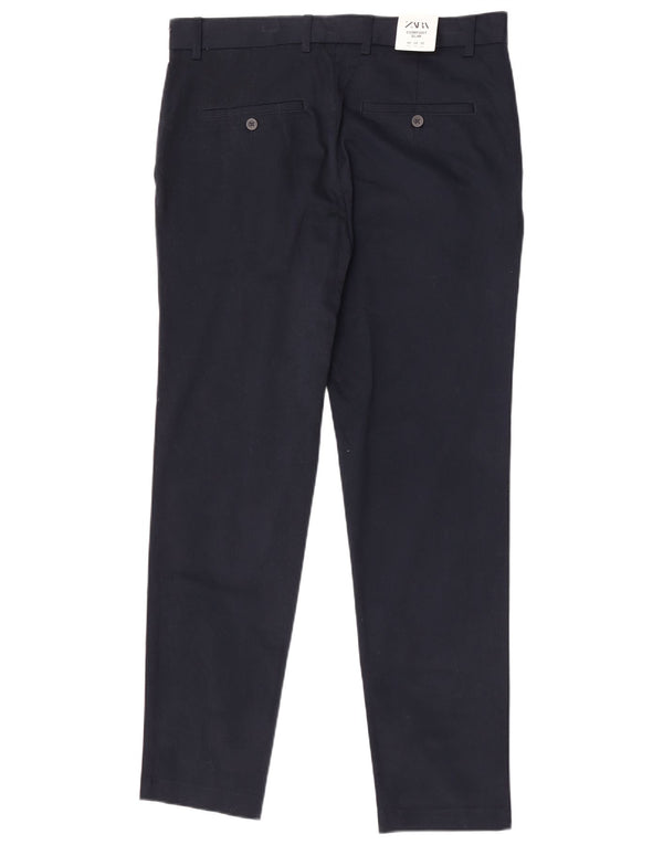 Zara Mens Comfort Fit Slim EU 42 Large W32 L30 Navy Blue Cotton