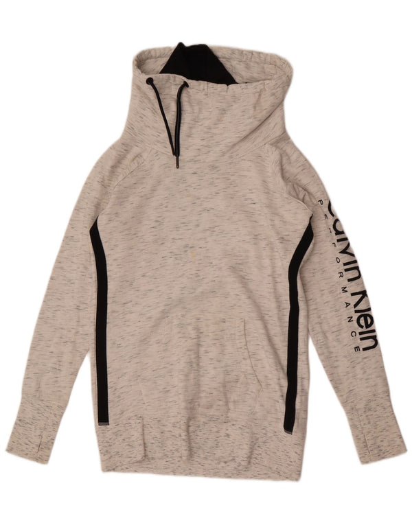 Calvin Klein Womens Graphic Sweatshirt Jumper UK 10 Small Grey Flecked
