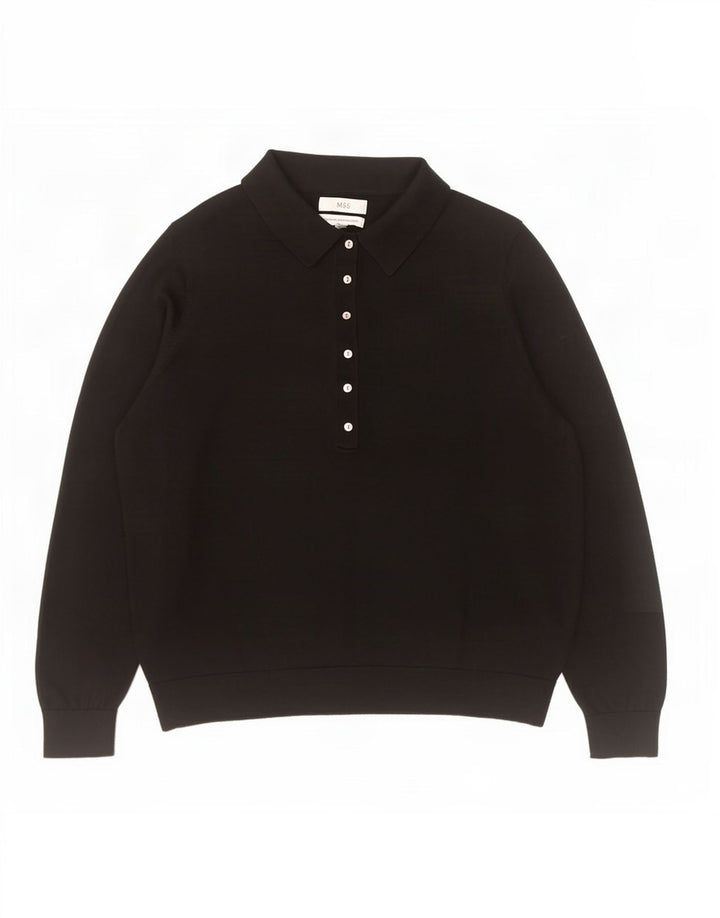 Marks & Spencer Womens Polo Neck Jumper Sweater UK 16 Large Black