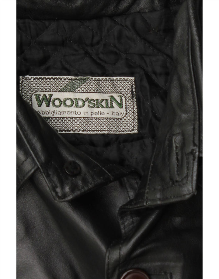 WOOD'SKIN Womens Leather Jacket UK 20 2XL Black Leather Vintage WOOD'SKIN and Second-Hand WOOD'SKIN from Messina Hembry 