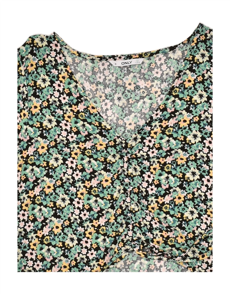 ONLY Womens Crop Top UK 10 Small Multicoloured Floral Viscose Vintage Only and Second-Hand Only from Messina Hembry 