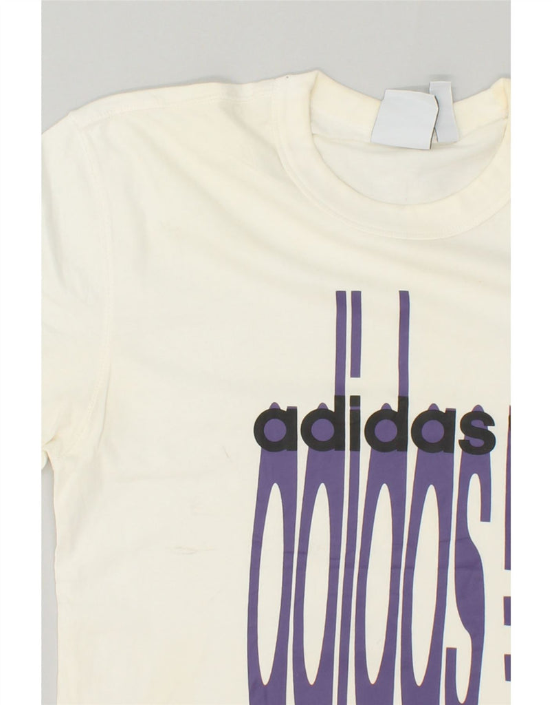 ADIDAS Mens Graphic T-Shirt Top Small Off White Cotton | Vintage Adidas | Thrift | Second-Hand Adidas | Used Clothing | Messina Hembry 