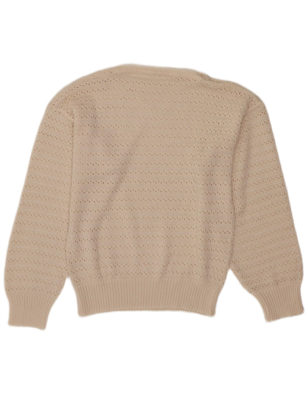Vintage Womens Boat Neck Jumper Sweater UK 10 Small White