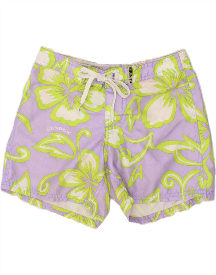 SUNDEK Boys Swimming Shorts 7-8 Years Purple Floral Polyester Vintage Sundek and Second-Hand Sundek from Messina Hembry 