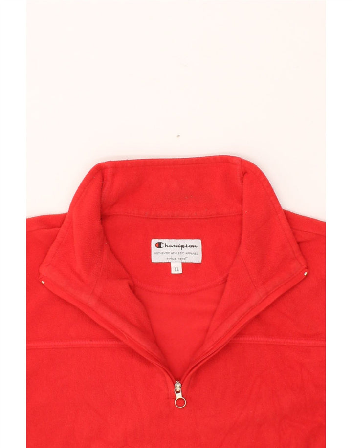 CHAMPION Womens Zip Neck Fleece Jumper UK 18 XL Red Polyester Vintage Champion and Second-Hand Champion from Messina Hembry 