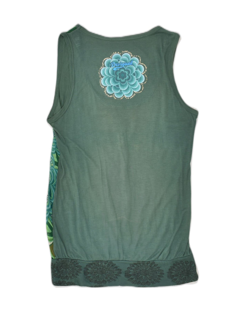 DESIGUAL Womens Sleeveless Blouse Top UK 6 XS Green Viscose | Vintage Desigual | Thrift | Second-Hand Desigual | Used Clothing | Messina Hembry 