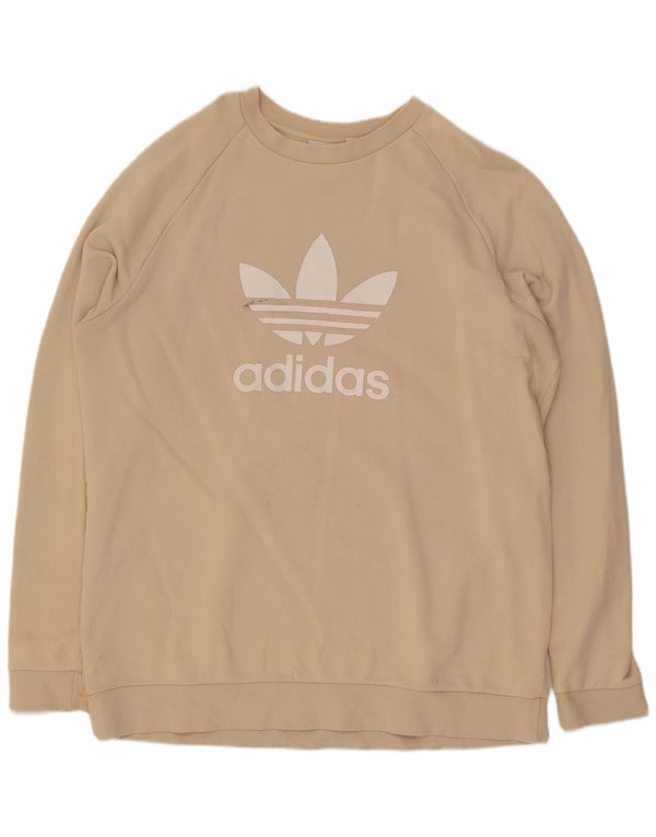 Adidas Mens Graphic Sweatshirt Jumper XL Beige Cotton