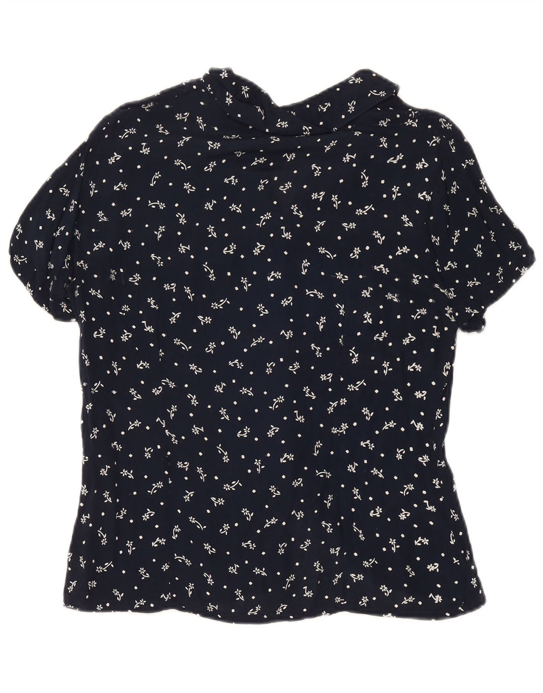 Express Womens Short Sleeve Shirt Blouse IT 44 Medium Navy Blue Floral