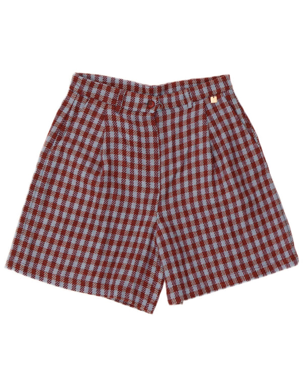 Vintage Womens Casual Shorts IT 42 Medium W28 Burgundy Houndstooth