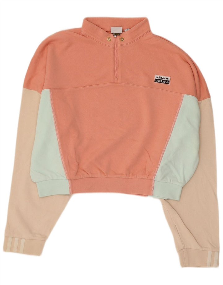 Adidas Womens Oversized Crop Sweatshirt Jumper UK 14 Medium Pink