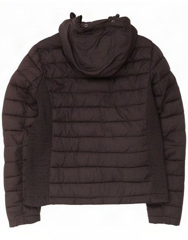 Superdry Womens Hooded Padded Jacket UK 16 Large Black Polyester