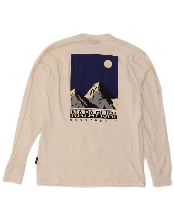 Napapijri Mens Geographic Graphic Top Long Sleeve XS White Cotton