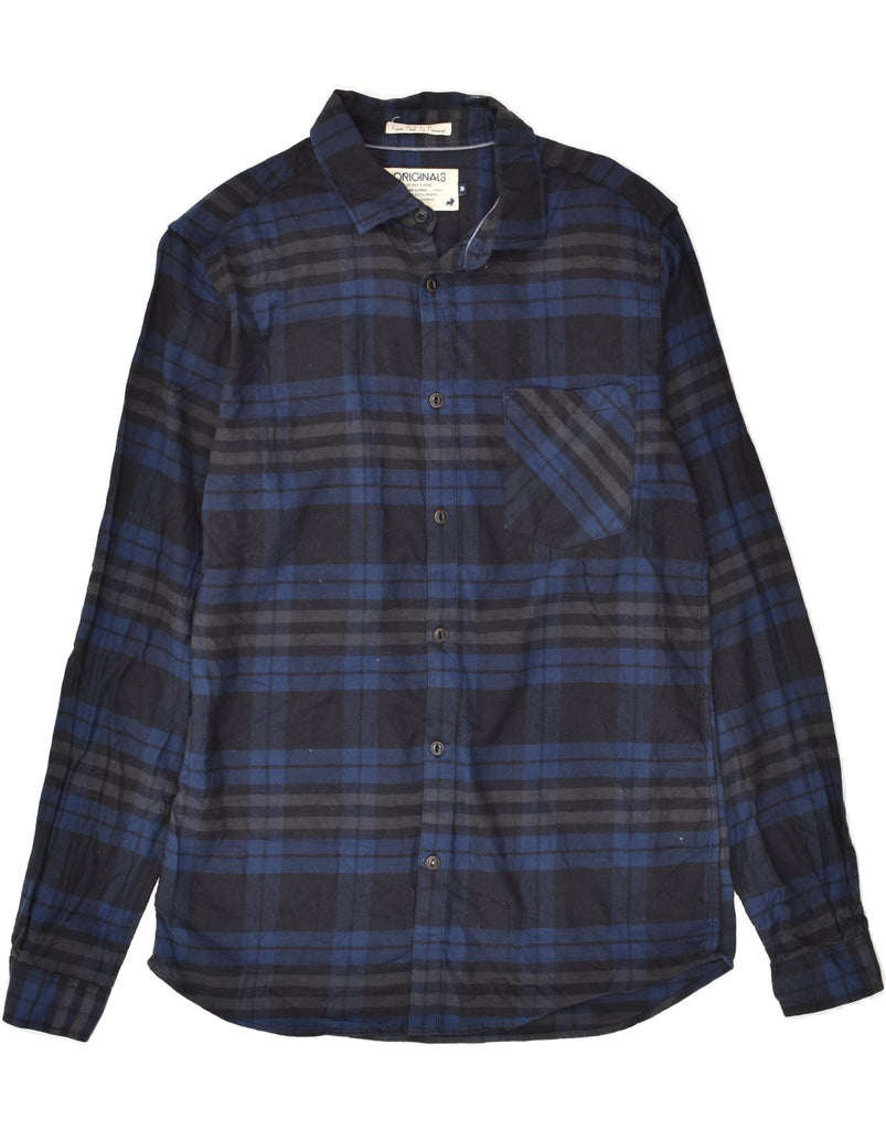 JACK & JONES Mens Shirt Medium Navy Blue Check Cotton | Vintage Jack & Jones | Thrift | Second-Hand Jack & Jones | Used Clothing | Messina Hembry 