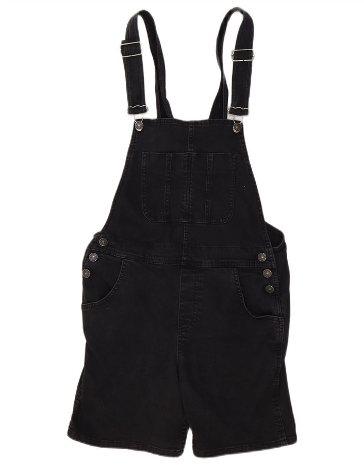 FAT FACE Womens Dungarees Denim Shorts UK 12 Medium W34 Black Cotton