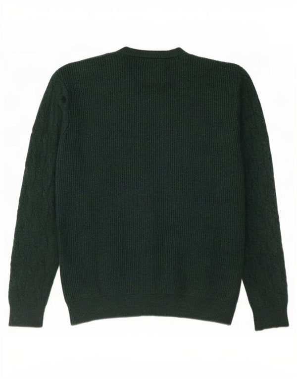 Marks & Spencer Mens Crew Neck Jumper Sweater Large Green Polyamide