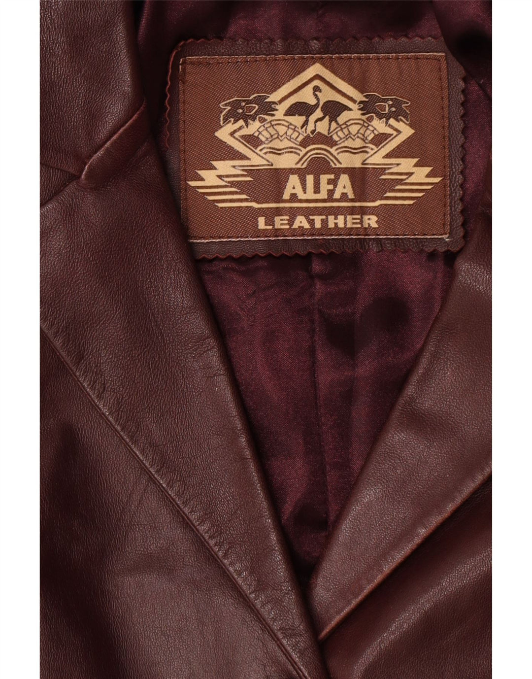 Alfa Womens Leather Coat UK 10 Small Burgundy Leather