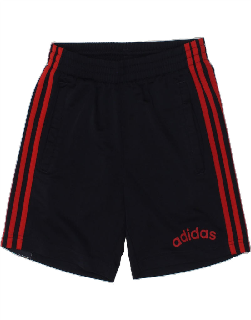 ADIDAS Boys Graphic Sport Shorts 9-10 Years Navy Blue Polyester | Vintage Adidas | Thrift | Second-Hand Adidas | Used Clothing | Messina Hembry 