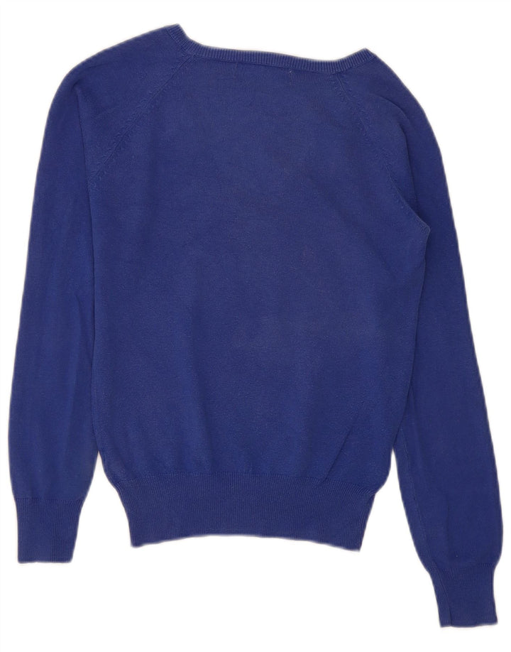 Zara Womens V-Neck Jumper Sweater UK 10 Small Blue