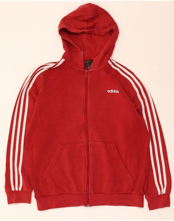 Adidas Boys Zip Hoodie Sweater 15-16 Years Red Cotton