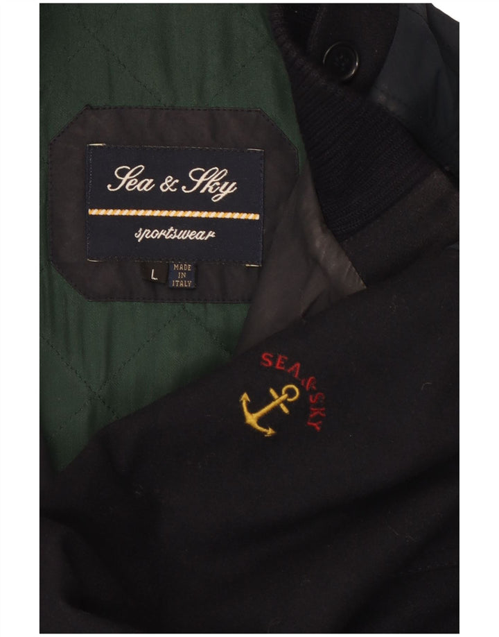 Sea & Sky Mens Utility Jacket UK 40 Large Navy Blue Wool