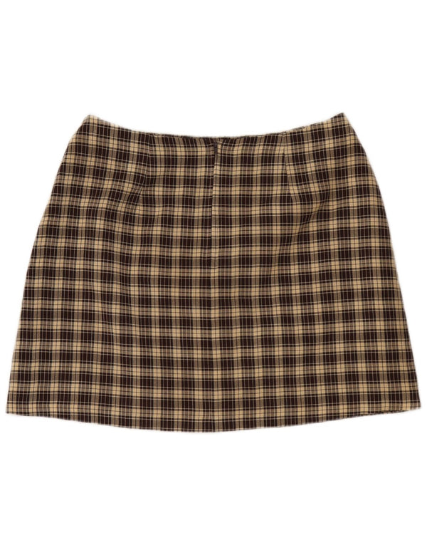 Dorothy Perkins Womens Mini Skirt UK 16 Large W32 Brown Check Polyester