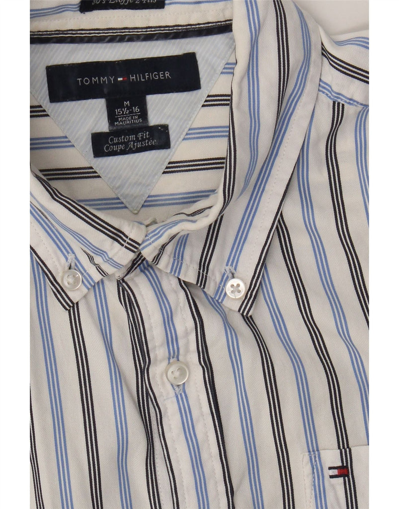 TOMMY HILFIGER Mens Custom Fit Shirt Size 15 1/2  Medium Blue Striped Vintage Tommy Hilfiger and Second-Hand Tommy Hilfiger from Messina Hembry 