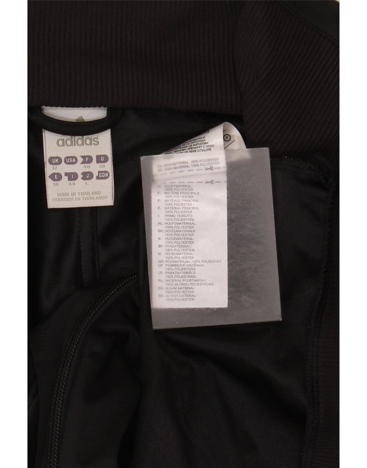 Adidas Womens Tracksuit Top Jacket UK 12 Medium Black Polyester